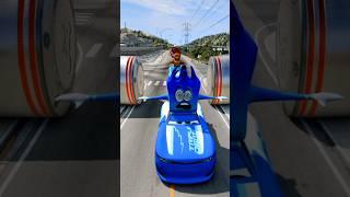 Mix Funny Cars Vs Giant Bollard #beamng #beamngdrive #shorts