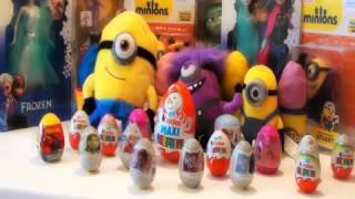 Kids Surprises Kinder Surprise Eggs Toys And Play Doh: FROZEN ELSA INSIDE OUT MINIONS