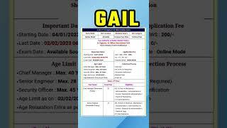 GAIL Recruitment 2023 #viral #jobs #shorts #recruitment #latest #job