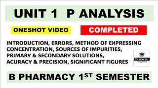 Unit 1 Analysis Complete || Pharmaceutical analysis 1st semester || Carewell Pharma