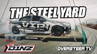 Insane Drifting in a Steel Yard •  Smoking Tires HANGING from a CRANE!