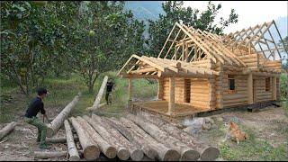 Collect fallen wood in the forest, saw it by hand, drag it home, Build dream house