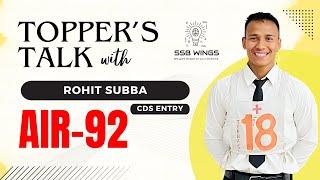 Toppers Talk | ROHIT SUBBA | AIR 92 | UPSC CDSE-II, 2023