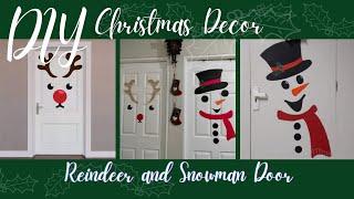 DIY CHRISTMAS DECORATION | REINDEER AND SNOWMAN DOOR