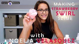 Make sweet smelling Strawberry Swirl Fluffy Ice Cream Slime with Noelia!