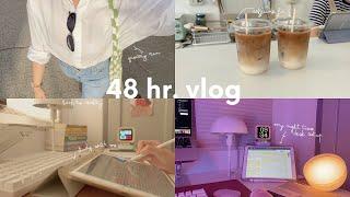 48 hr. vlog  back to reality, study with me, my night time desk setup