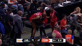  A'ja Wilson hurts ankle with 5secs left in win | Las Vegas Aces vs Connecticut Sun WNBA basketball