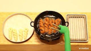 Stop Motion Cooking/twisted doughnuts ASMR/clay animation/mukbang/how to make twisted bread stick