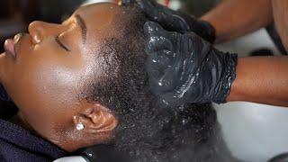 THE BEST HAIR WASHING 🫧 4A Heat Trained Hair🫧Silk Press Spa Day 🫧