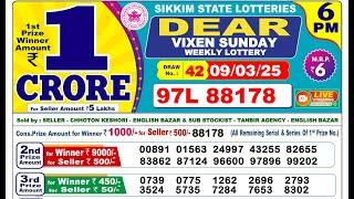 Lottery Sambad Today 06:00pm 09/03/25 Dear Paper Lottery Result Pdf Download