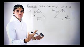 Sine Law Problem for Solving Triangles - Grade 10 Math (MPM2D, Ontario)