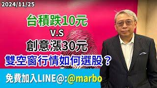 2024/11/25 台積跌10元 V.S 創意漲30元 雙空窗行情如何選股？ 朱成志社長