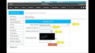 Online Bill of Entry status on ice gate with English subtitles