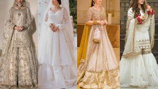 Elegant Nikkah Dresses for Bride 24-25/Latest Nikkah White Dress Ideas/Nikkah Dress Color Combo