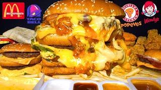 ASMR MUKBANG EXTRA BIG MAC MCDONALDS POPEYES WENDYS & TACO BELL | WITH CHEESE | Fast Food Mukbang