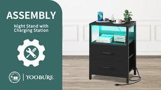 ️Yoobure Nightstand with Charging Station, LED Night Stand with Fabric Drawers Assembly Video