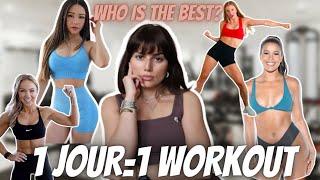 JE TESTE LES WORKOUTS DE VOS FITNESS PREFEREES + WHAT I EAT (growwithjo, caroline girvan, chloeting)