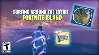 Surfing Around the ENTIRE Fortnite ISLAND with the Avatar AIRBENDING Mythic in a Single Match