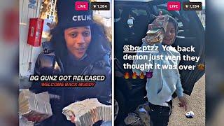 Dthang Gives BG Guns A Stack Of Money With 1s 5s & 100s After He Gets Released From Jail (Yus Gz