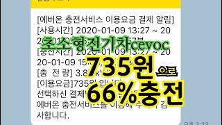 초소형전기차 cevoc 에버온 충전기로 66?% 충전하는데 735원 들었습니다