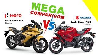 Hero Karizma XMR vs Suzuki Gixxer SF 250 | MEGA COMPARISON | Bike Info