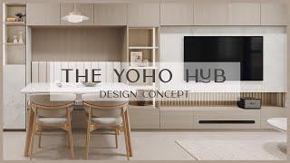 #TheYOHOHub | 設計概念 | 北歐風特色電視櫃 融合餐桌卡座設計 | 香港室內設計 Inbloom Concept