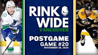 RINK WIDE POST-GAME: Vancouver Canucks at Boston Bruins | Game 20 - Nov. 26, 2024