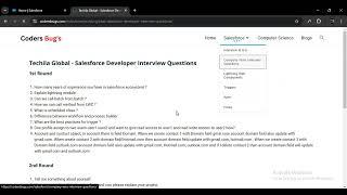 Techila Global Services Salesforce Developer Interview Questions