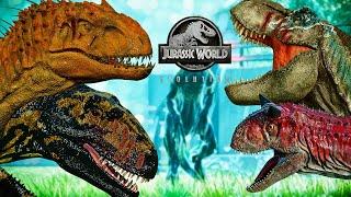 Rare Dinosaur Battle Royale Tyrannosaurus Rex vs Spinoraptor vs Indominus Rex vs Indoraptor vs Allo