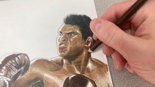 ASMR Drawing Muhammad Ali vs. George Foreman | Detailing Ali’s Face | Relaxing Art Sounds