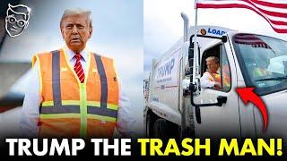  Trump Drives Into Campaign Event in GARBAGE Truck and Vest After Biden Calls Americans 'Garbage'