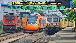 Dangerous 260kmph Crossing WAP7 Ananya meets Vande Bharat+ICF Patna Garib Rath+Sampark Kranti - IR