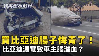 車主吐槽買比亞迪腸子悔青了！離譜 比亞迪漏電致車主腦溢血！比亞迪豹5前機蓋恍如紙片！比亞迪不彈氣囊 防撞梁都沒有菜刀厚！電池故障、衰減嚴重、續航能力不足！｜#人民報