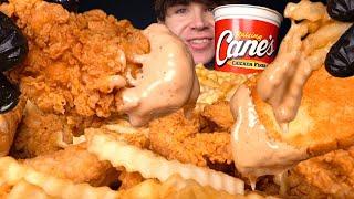 ASMR MUKBANG EXTRA RAISING CANE’S CHICKEN & FRIES + TOAST | WITH HUGE CANES SAUCE CUP & CHEESE