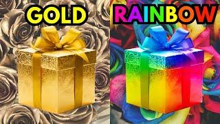  Choose your gift️| 2 gift box challenge | Gold and Rainbow #pickonekickone #giftboxchallenge