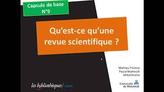 Les bases de la recherche d'information - Qu'est-ce qu'une revue scientifique?