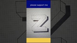 easy and unique 3d letter Z Drawing #trending #youtubeshorts