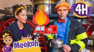 Old Fire Trucks & Alarms with Blippi & Meekah  | 4 HR OF MEEKAH! | Educational Videos for Kids