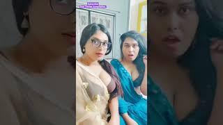 Very Bold Two Beautiful Desi TikTok Girls Hot Cleavage Showing Video In Saree #cleavageshow #boobs