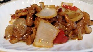 Pork with white onion || very easy || Chinese dish