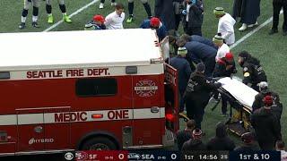 49ers' Trenton Cannon scary head/neck injury on kickoff return (carted off & ambulance)