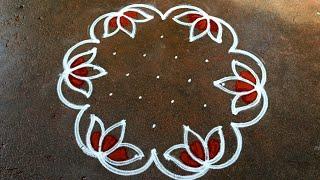 Aadi 1 lotus flower rangoli|aadivelli kolam|7*4 dotBegginners rangoli|pandaga muggulu|Super rangoli