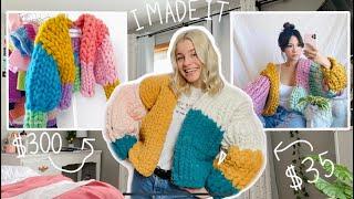 how i hand knit the colorful chunky sweater from instagram | diy colossal cardigan