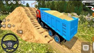 Tipper truck driving off road Transport material l bus simulator indonesia