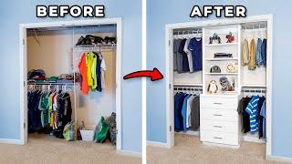 DIY Closet Organization with Shelving and Drawers