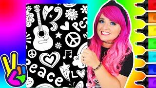 Coloring Neon Kaleidoscope Peace & Love Coloring Page | Neon Markers