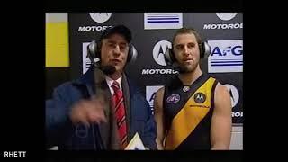 The largest headphones in sporting interview history. Andy Maher, Joel Bowden.