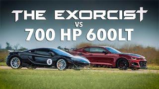 THE EXORCIST Camaro ZL1 1LE vs 700 HP McLaren 600LT // Street Race Comparison!