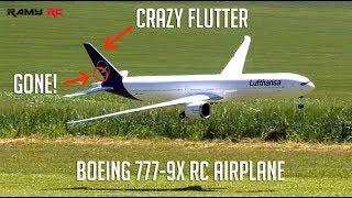 LOST HALF OF THE RUDDER!! saved my 777-9x RC airplane from crashing 