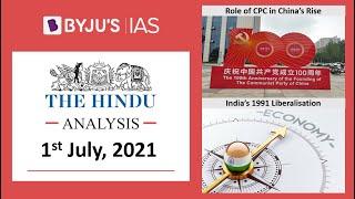 'The Hindu' Analysis for 1st July, 2021. (Current Affairs for UPSC/IAS)